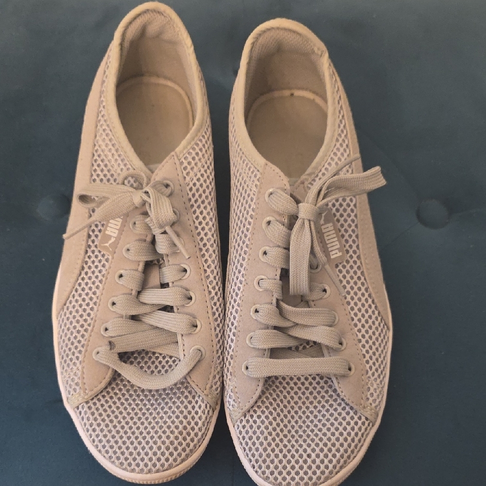 Puma Women's Beige Mesh Sneakers